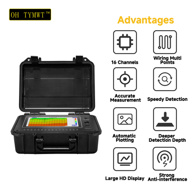 TYM D Series เครื่องตรวจจับน้ําบ่อน้ํา 500m เครื่องค้นหาน้ําใต้ดิน 16 ช่องอุปกรณ์สํารวจภูมิวิทยา