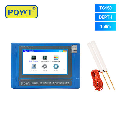 เครื่องตรวจจับน้ํา PQWT TC150 มีความลึกในการตรวจจับ 150m การแผนที่อัตโนมัติและแบตเตอรี่ลิธีอุตสาหกรรมสําหรับตรวจจับน้ําใต้ดิน