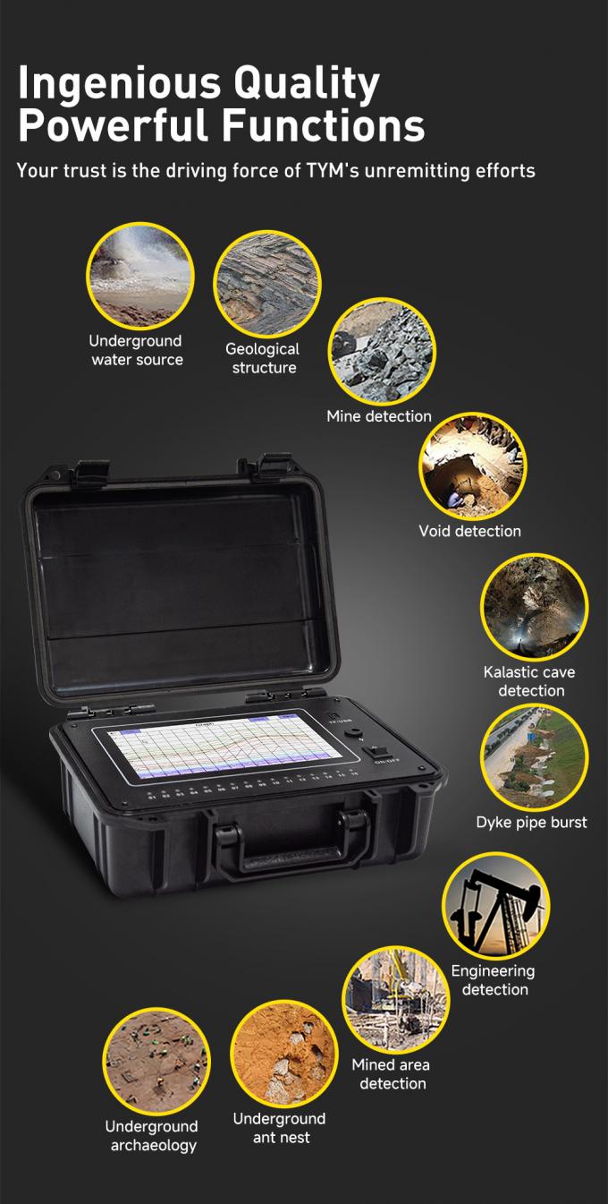 TYM D Series เครื่องตรวจจับน้ําบ่อน้ํา 500m เครื่องค้นหาน้ําใต้ดิน 16 ช่องอุปกรณ์สํารวจภูมิวิทยา 2